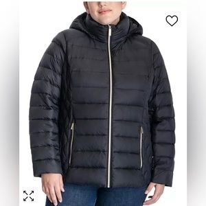 New Michael Kors Packable Women's Size XXL Hooded Down Puffer Coat, Black, $230